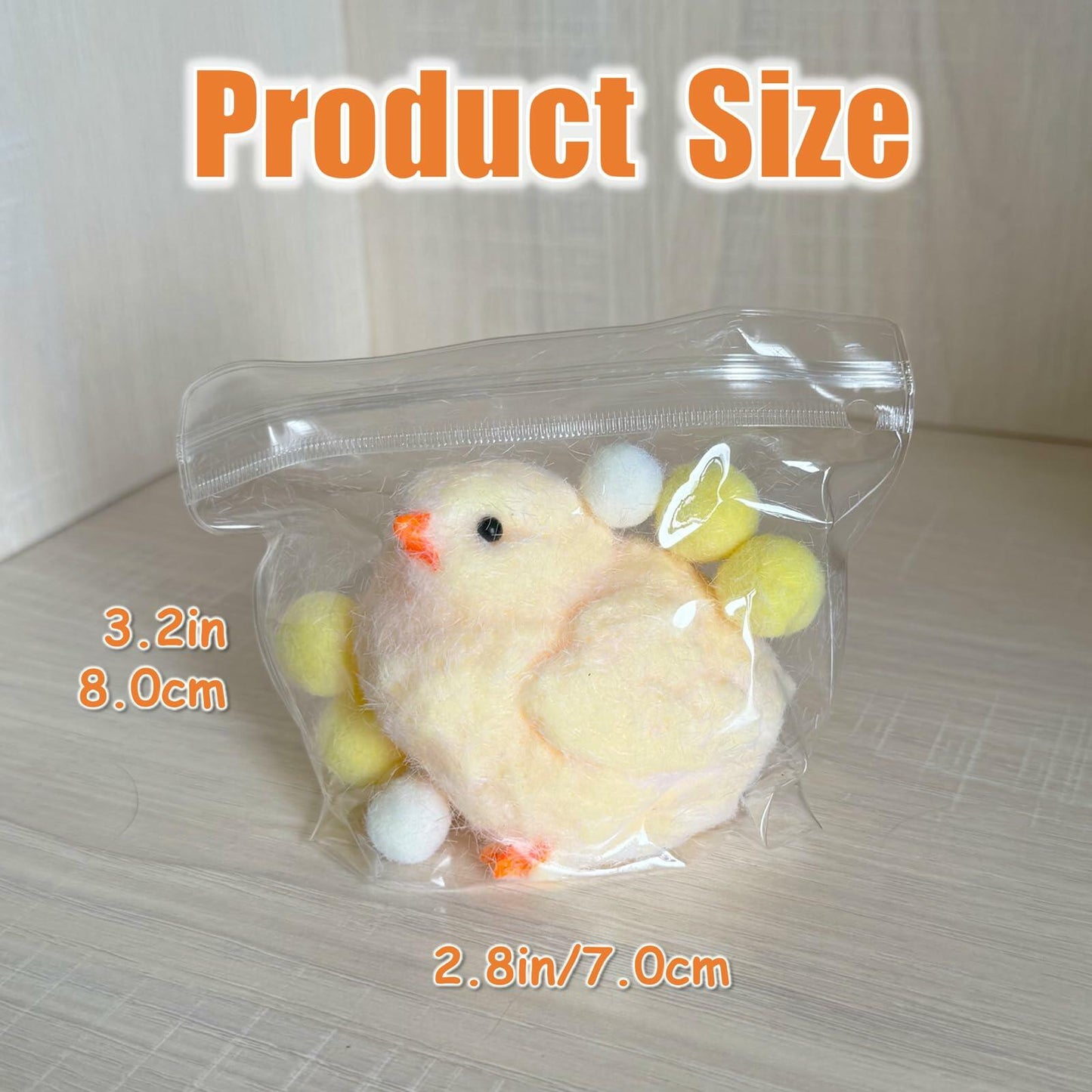 Gberlczz Handmade Chicken Squishy Stress Reliever Fuzzy Yellow Toy 3.52oz